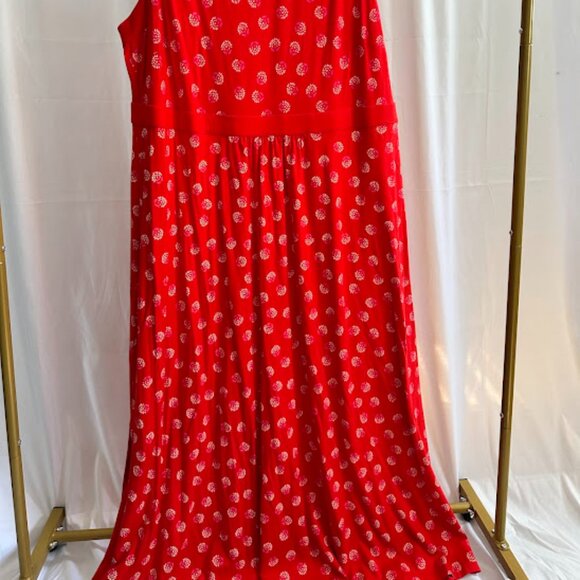Lands End Women's Plus 3X Red Knit Maxi Dress with floral print - Picture 5 of 6